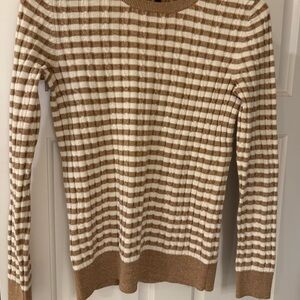 Perfect for the holidays, gold/cream cable knit, striped sweater